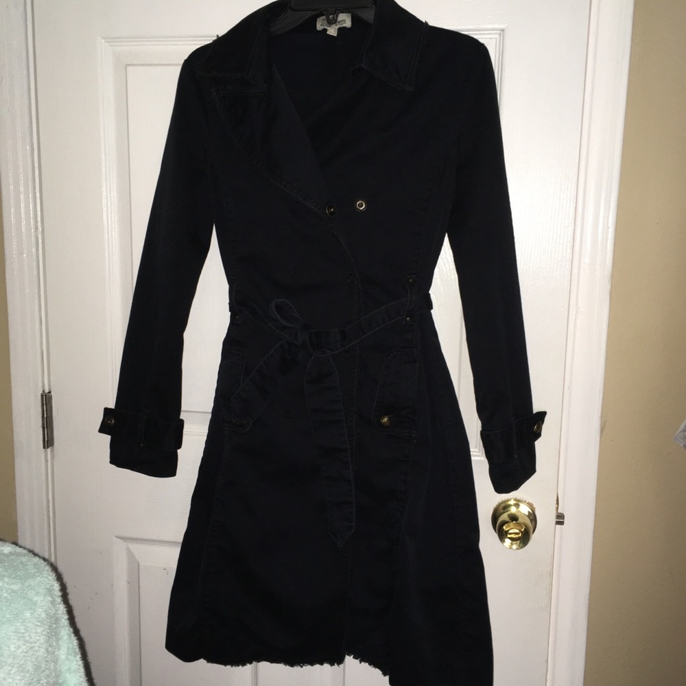 Navy double breasted trench coat
